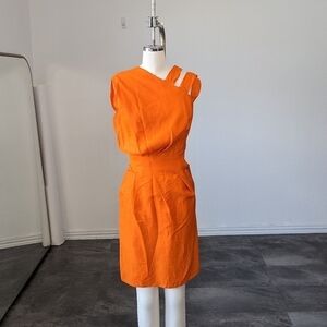 Yigal Azrouel NY Strappy Asymmetric Sheath Dress Orange 4 party cocktail summer